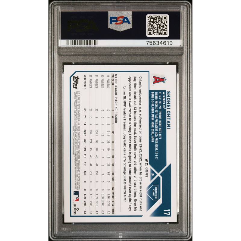Shohei Ohtani 2023 Topps Baseball Card #17 Graded PSA 10 - 8'6" x 11'6"