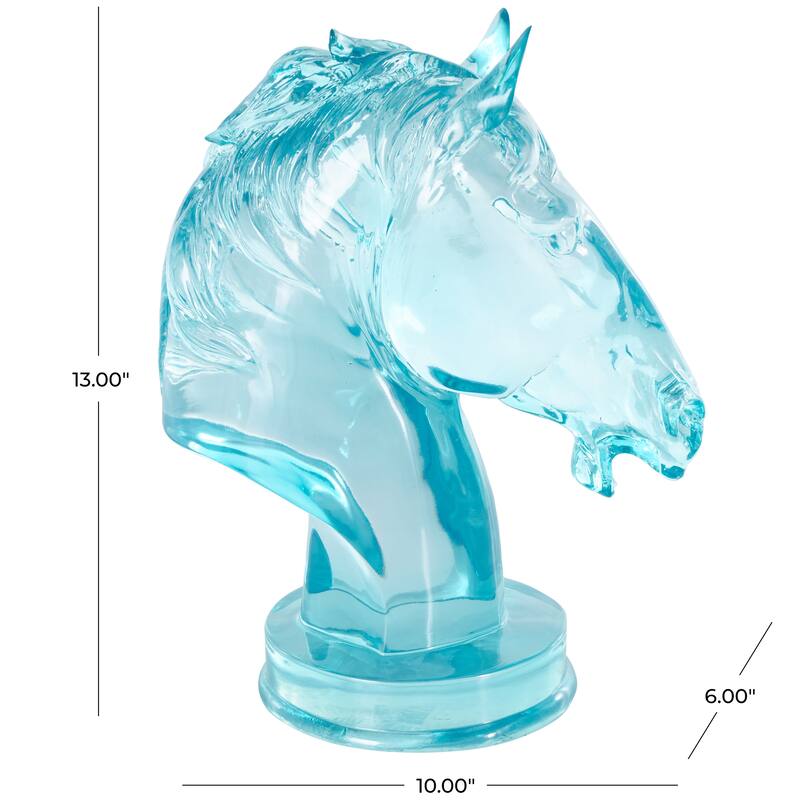Green, Light Blue or Pink Resin Tinted Horse Decorative Sculpture