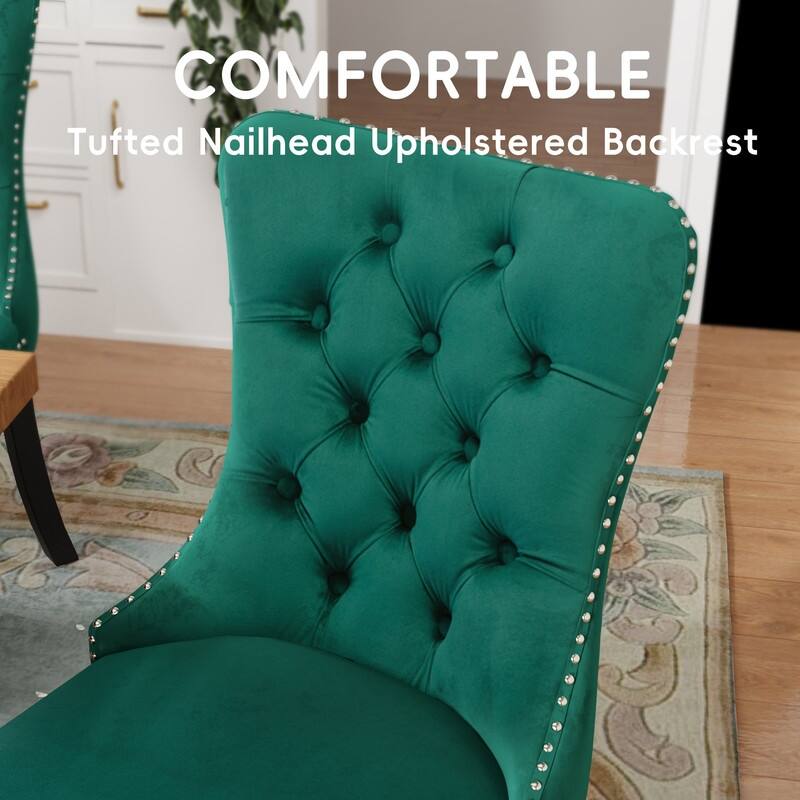 Tufted Naliheads Solid Wood Upholstered Dining Chairs (Set of 2)