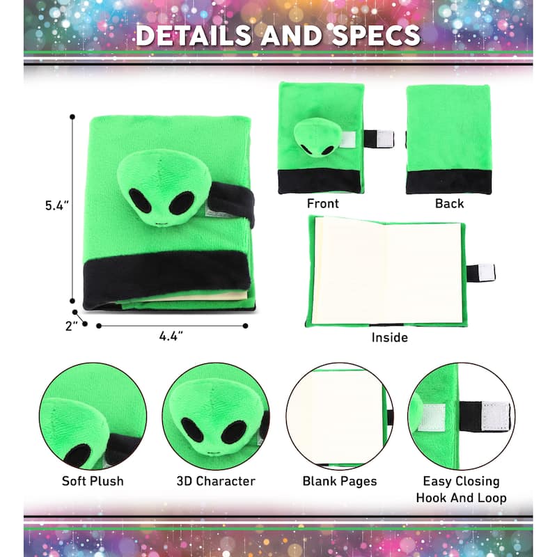 DolliBu Alien Plush Notebook – Unique Plush School Journal, 80 Pages