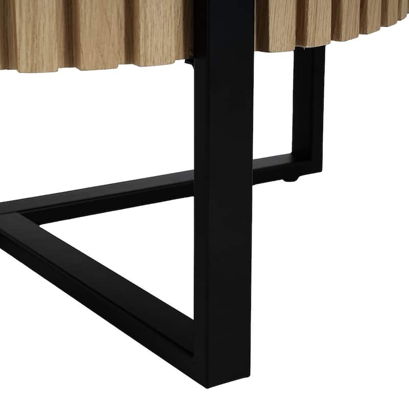 31" Modern Coffee Table with Gear Design and Cross Base