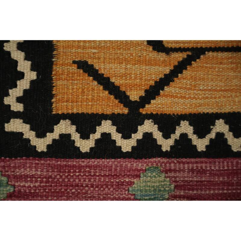 Hand Woven Oriental 100% Wool Carpet Southwestern Tribal Oranges & Rust Kilim Area Rug - 9' 11'' X 8' 5''