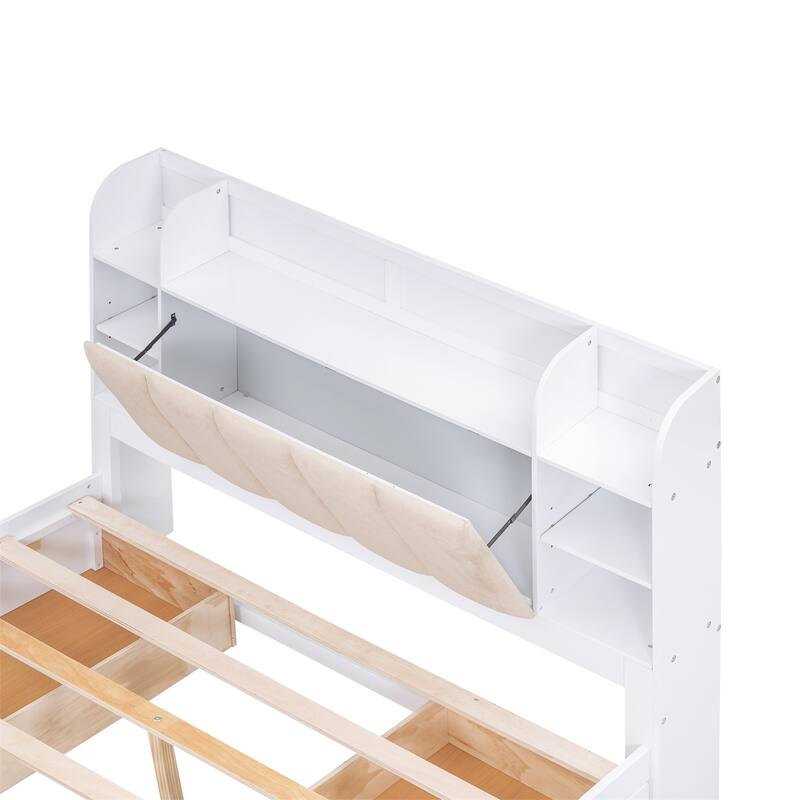 Merax Queen Size Platform Bed with Storage Headboard