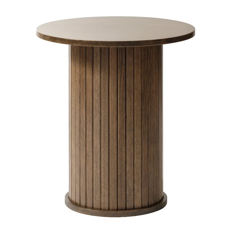 Rye Studio Nicola Mid-Century Modern Pedestal Side Table - Smoked Oak