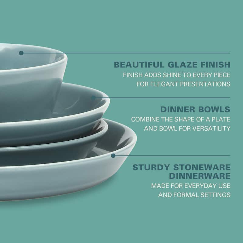 Gibson Home Summer Shades 16 Piece Plates and Bowls Dishes Service for 4 Stoneware Dinnerware Set