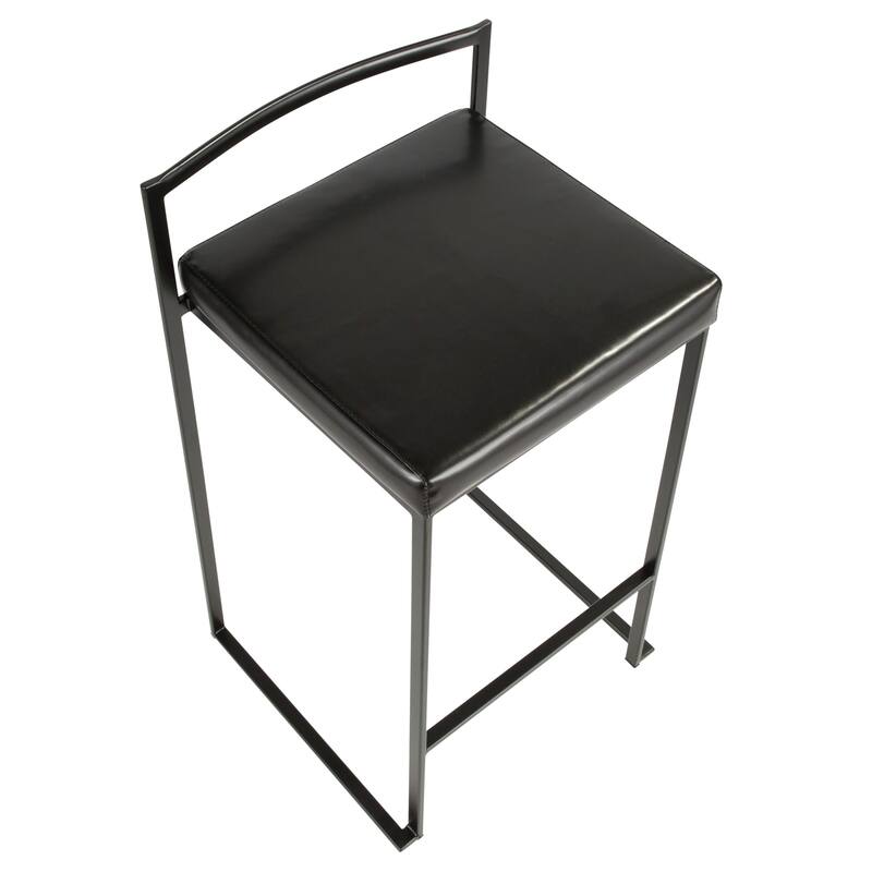 Porch & Den Forrest Black Stackable Fully Welded Counter Stool (Set of 3)