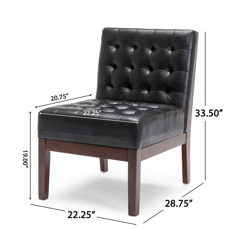 Black Leather Armless Chair Side Chair Corner Chair Dining Chair