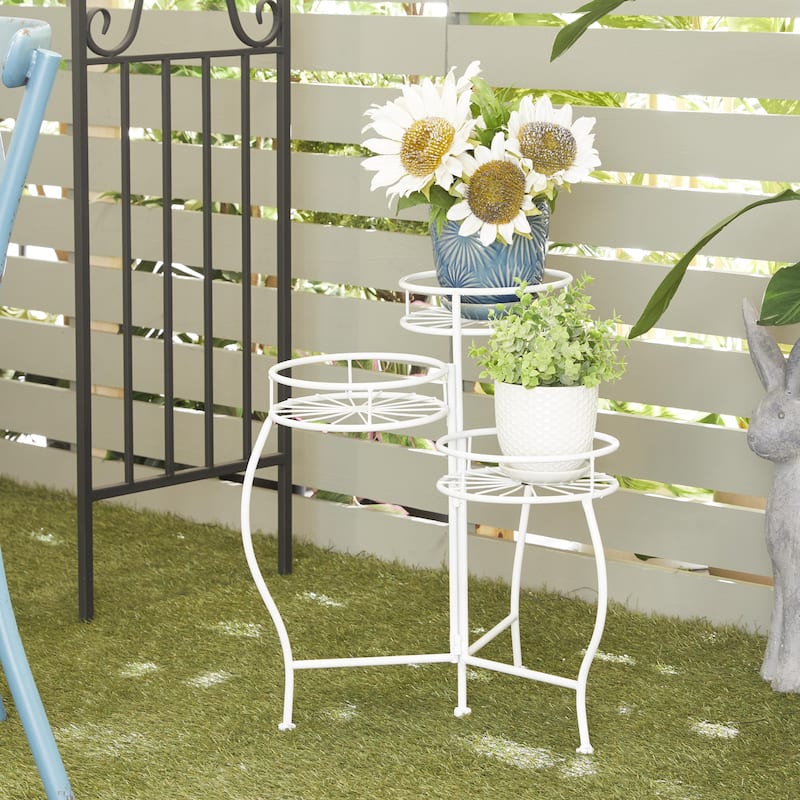 Metal Starburst Indoor Outdoor 3 Tier Indoor Outdoor Plantstand - Black, White, Green, Blue - Roche River Decor