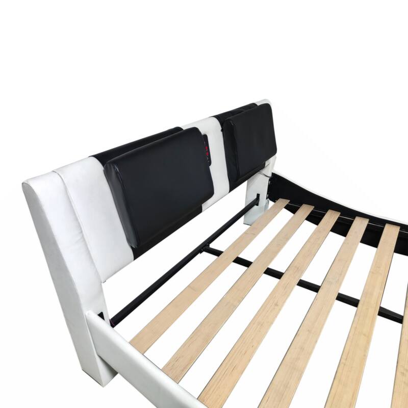 Faux Leather Upholstered Platform Bed with Led Lighting, Queen Size