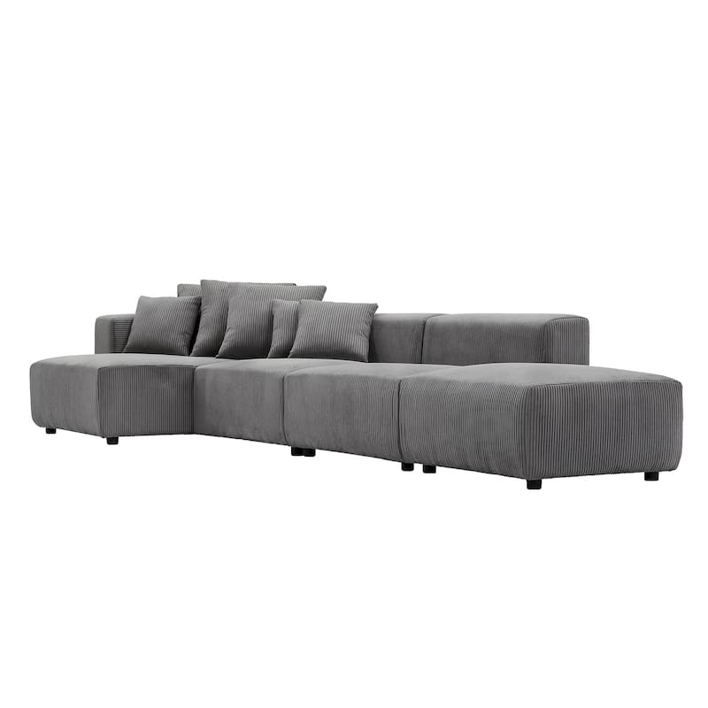 Soft Corduroy Sectional Modular Sofa Set L-Shaped Chaise Couch