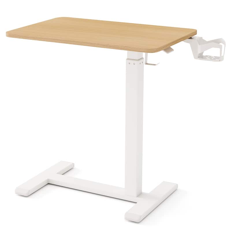 Engineered Wood Mobile Standing Desk with Adjustable Height - Natural