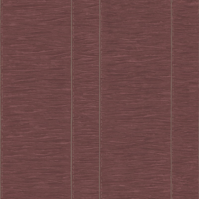 Galerie Wallcoverings Palazzo 2 Collection Pleated Stripe Vinyl on Non-woven Matte Wallpaper Roll - 33 feet x 21 inches - Plum
