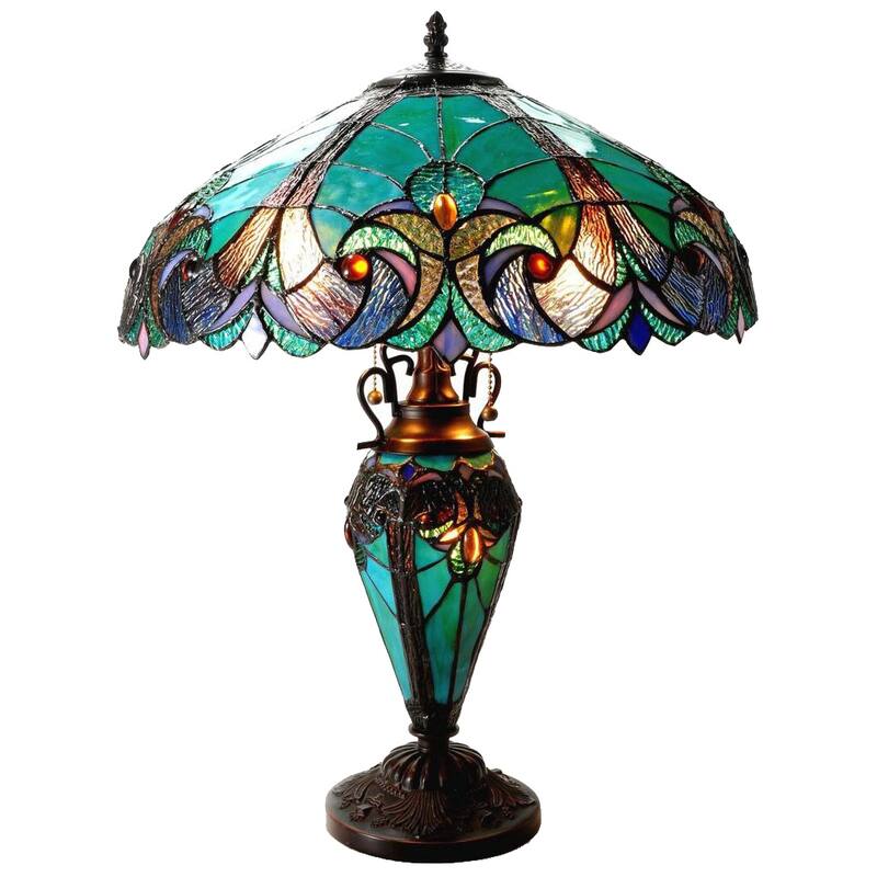 Chloe Tiffany Style Halston Double Lit 2+1 Light Table Lamp