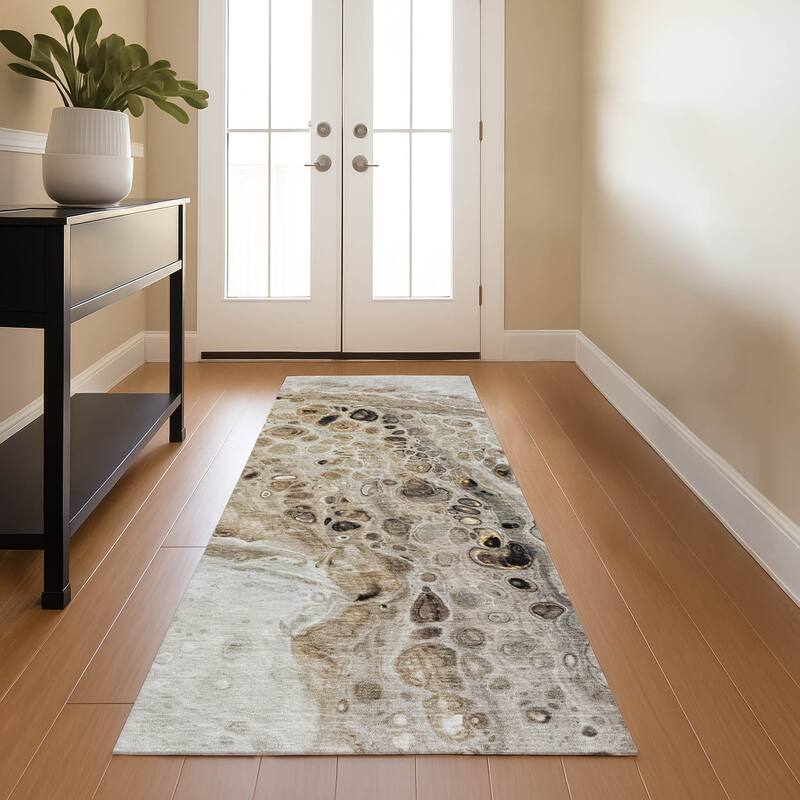Premium Washable Super Soft Abstract Chic Mayfield Rug - Beige - 2'3" x 7'6"