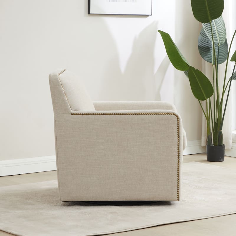 Tobias Swivel Accent Chair with Nailhead Trim by Greyson Living
