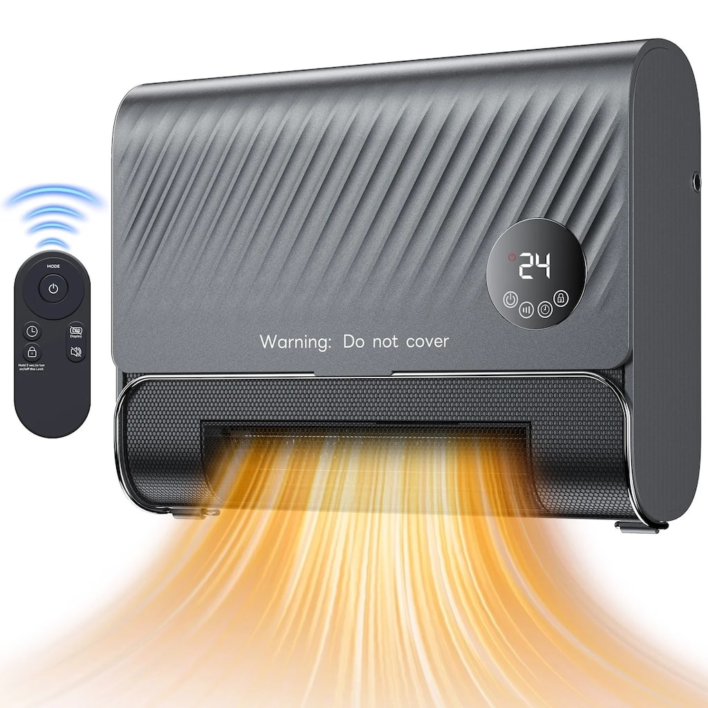 Smart Wall Heater, 1500W Fast Heating Electric Space Heater, Wall Mounted Panel Heater with Remote, Overheat Protection