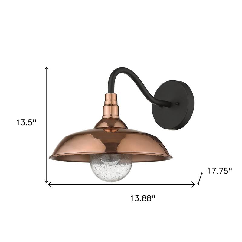 1-Light Outdoor Flush Mount Wall Light with Clear Seedy Glass Shade and Steel Fixture Garden Lighting