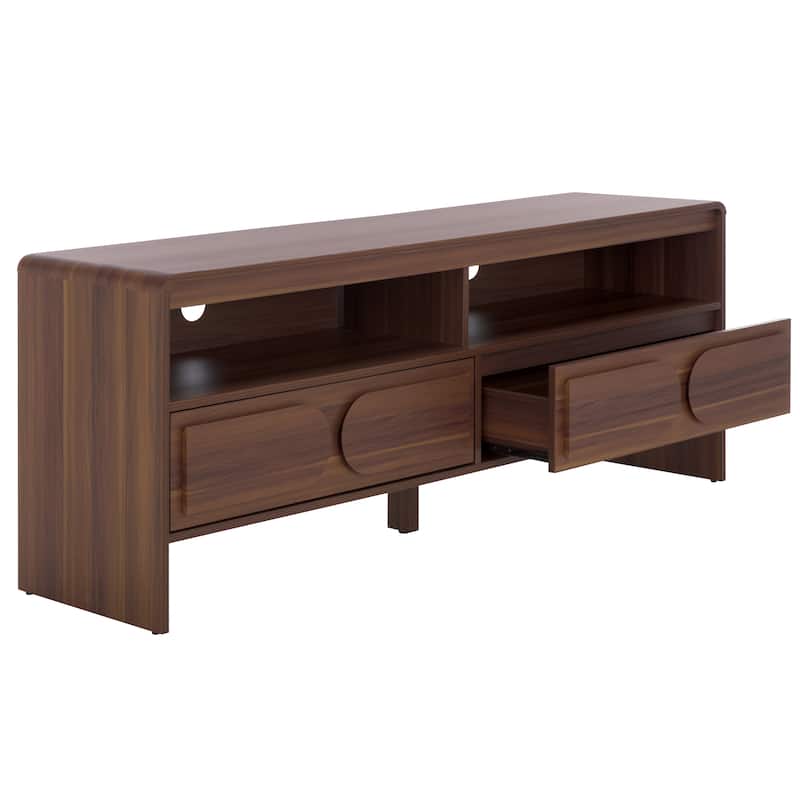 SAFAVIEH Arsenio 2-Drawer 2-Shelf Entertainment Media Stand for TVs up to 65" - 61"W x 16"D x 24"H