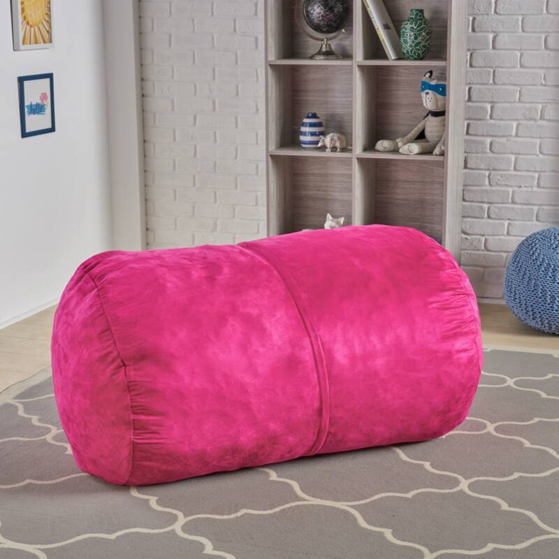Michael 4 Foot Cylindrical Suede Bean Bag, Fuchsia