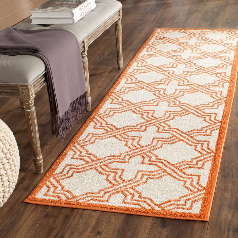 SAFAVIEH Amherst Irini Modern Rug - 2'3" x 7' Runner - Ivory/Orange