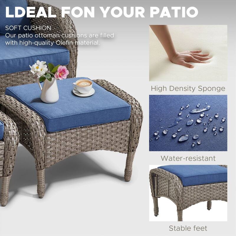 7 Pieces Rocker Chairs Sofa Coffee Table and Ottomans