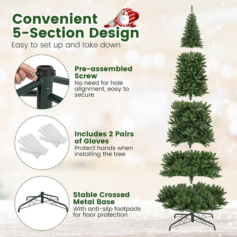 Gymax 12 FT Artificial Xmas Tree w/ Quick Power Connector & 800 Warm - See Details