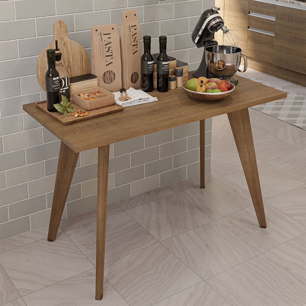 Madesa Kitchen Auxiliary Table with Wooden Surface Multi-Use Prep Station for Meal Preparation Baking Food Organization - Rustic