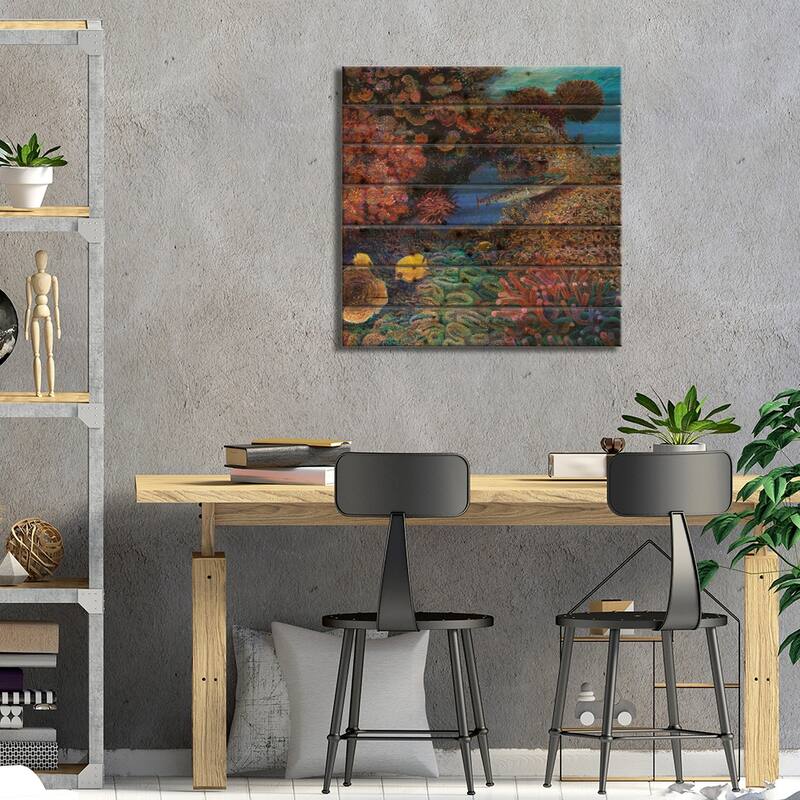 Barracuda Print On Wood by Iris Scott - Multi-Color