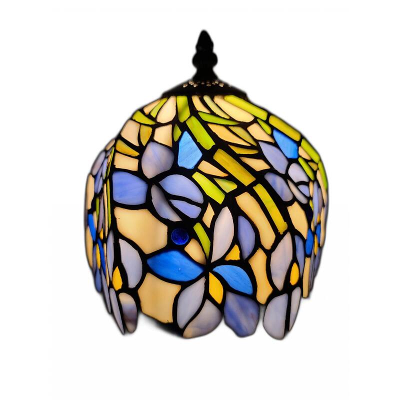 HomeRoots 15" Dark Brown Metal Candlestick Table Lamp With Blue Dome Shade - 13' X '15' X '9