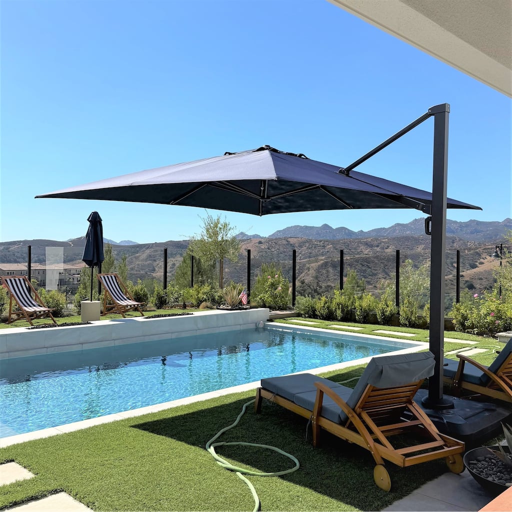 PURPLE LEAF 9 x 11.5 ft 360 Degree Rotation Patio Cantilever Umbrella