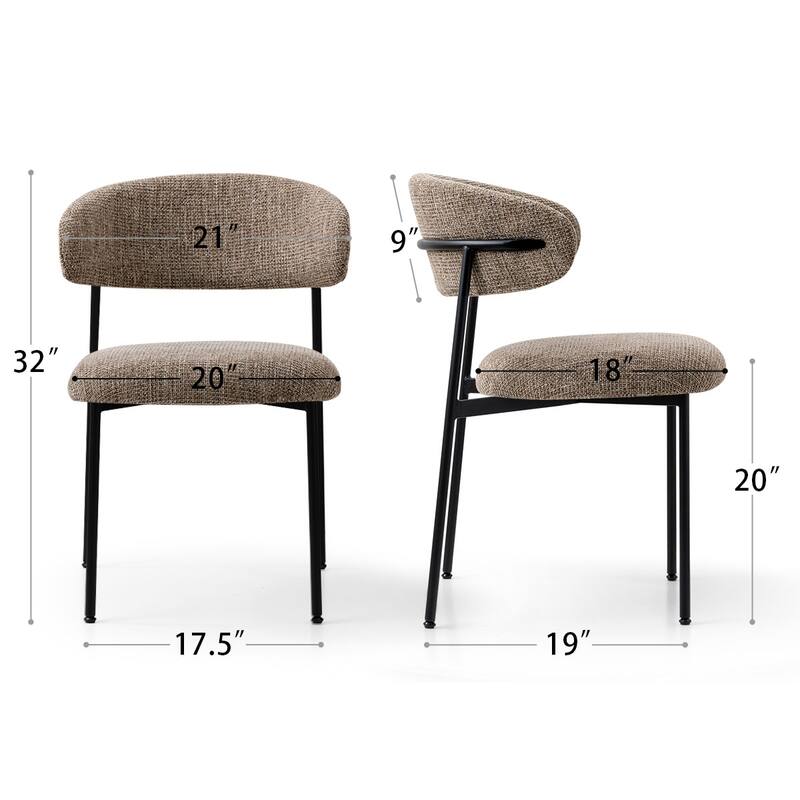 Upholstered Dining Chair With Metal Legs (Set of 2)