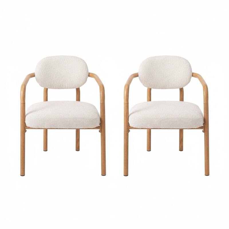 Christopher Knight Home - Maplehaven Modern Upholstered Metal Dining Chair with Maple Grain Finish - Set of 2 - Maple