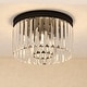 preview thumbnail 1 of 9, Allerton 3-Light Matte Black Modern Drum Flush Mount Lighting Fixture, Clear Crystal Prisms Shade Low Ceilings, Kitchen Matte Black - 12-in W x 7.75-in H x 12-in D