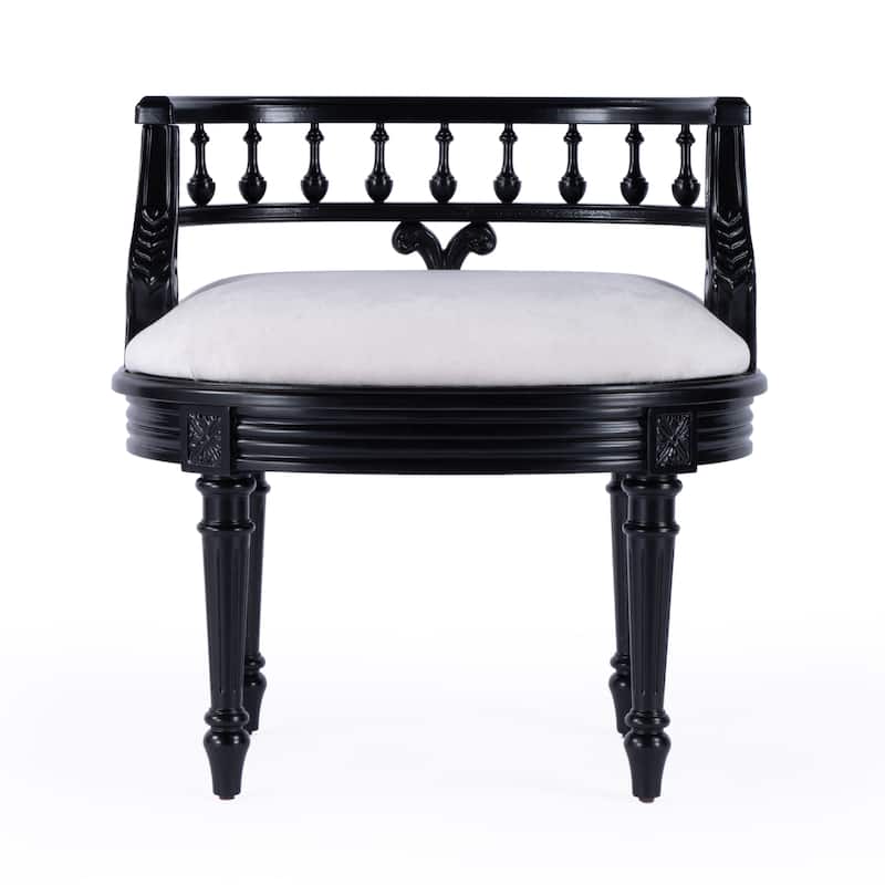 Hathaway 22.5 in. W Oval Upholstered and Wood Traditional Vanity Seat