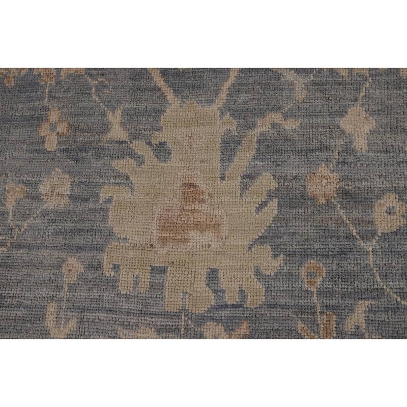 Vegetable Dye Blue Oushak Oriental Area Rug Hand-Knotted Wool Carpet - 6'2"x 8'9"