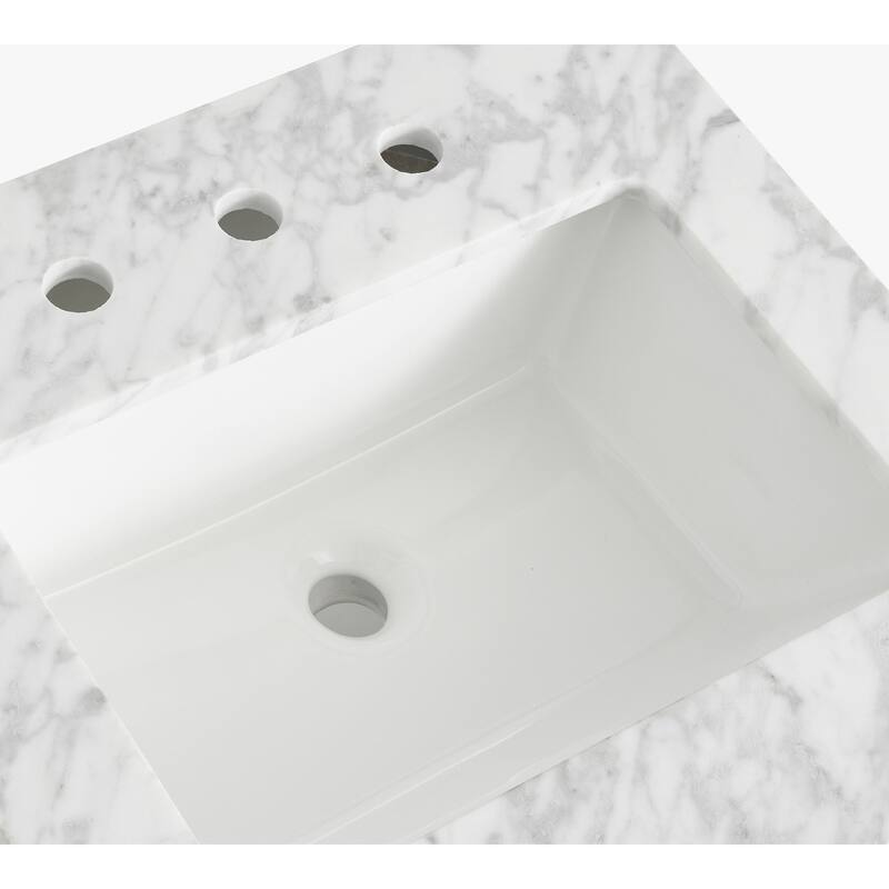 TEHOME Mayana 36'' Free-standing Single Bathroom Vanity with Carrara Marble Vanity Top