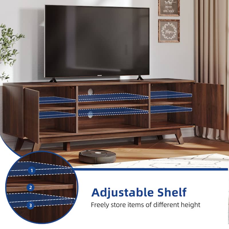 Moasis 59" Mid-Century LED Lighting TV Stand Media Console Entertainment Center for TVs up to 65 Inch