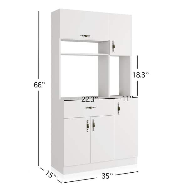 dimension image slide 2 of 5, Living Skog Pantry Kitchen Microwave Storage Cabinet