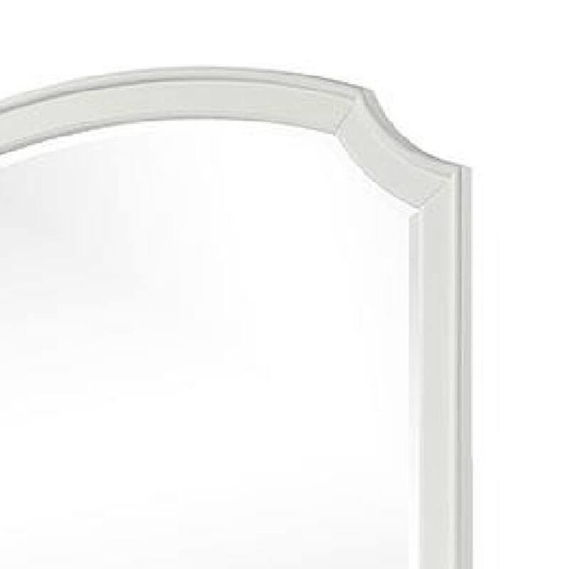Kyna Dresser Mirror, Beveled Glass, Classic Antique White Solid Wood, 40x42