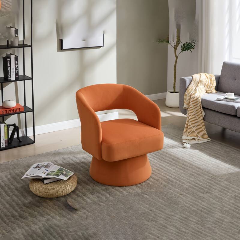 Swivel Barrel Chair, Velvet Accent Armchair 360 Degree Swivel Club Chair for Living Room Bedroom Reception Room