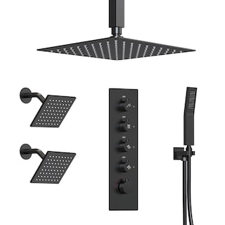 Triple Shower Heads 16" Rainfall & Two High Pressure 6" Shower System with Thermostatic Faucet 