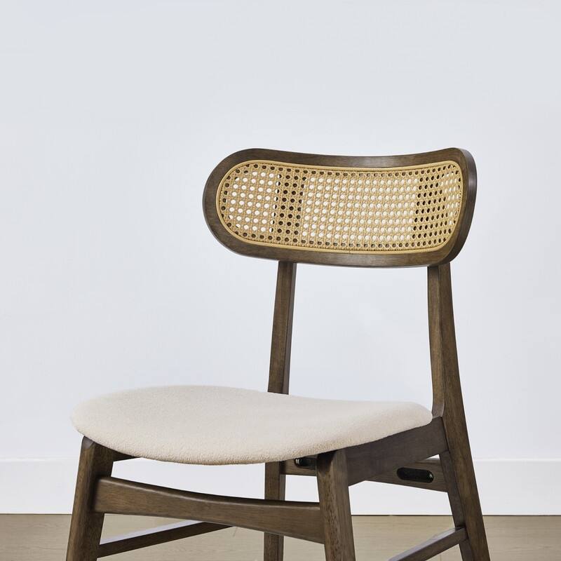 Spruce & Spring Extendable Dining Table Set with Woven Rattan Dining Chairs