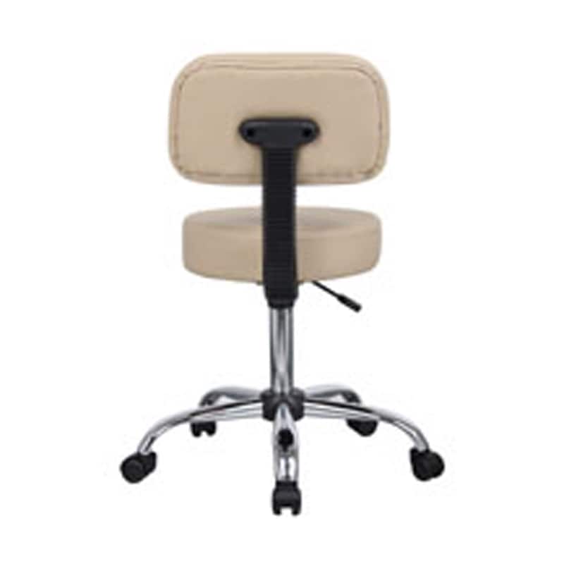 Fea Rolling Medical Swivel Stool, Round Beige Padded Seat, Low Back