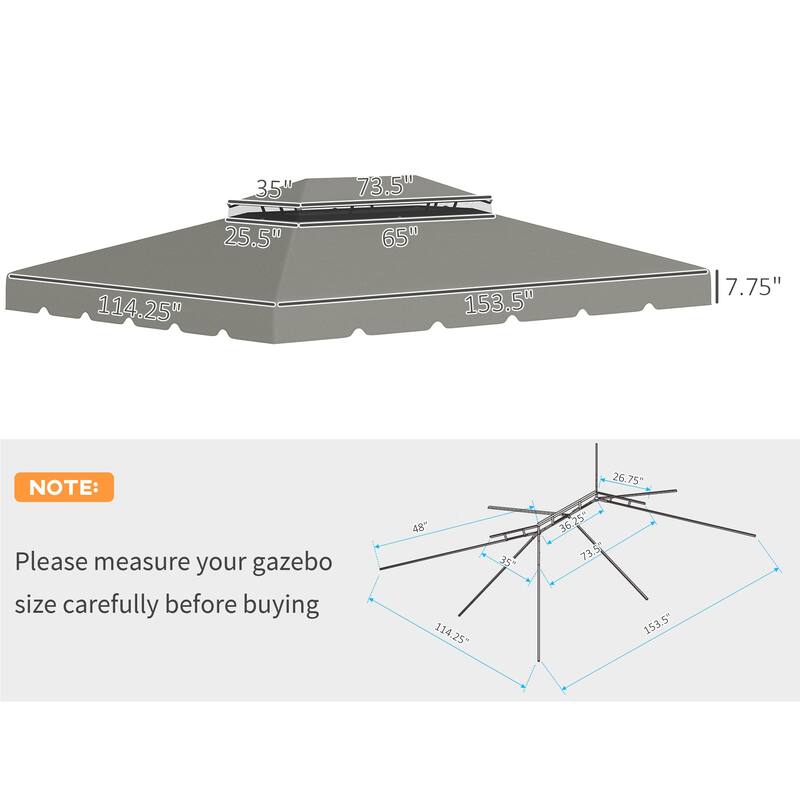 Outsunny Gazebo Replacement Canopy, Gazebo Top Cover with Double Vented Roof for Garden