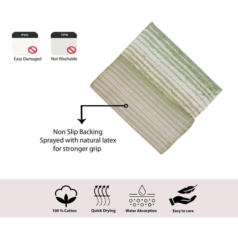 Gradiation Rug Collection 100% Cotton Non-Slip Bathroom Rug Set, Machine Washable Bath Rug, 5 Piece Bath Mat Set with Contour