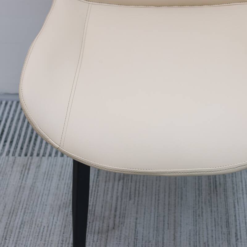 PU Leather Dining Chair with Metal Legs, Modern Upholstered Chair Set of 2 for Kitchen, Restaurant, Living, Meeting Room