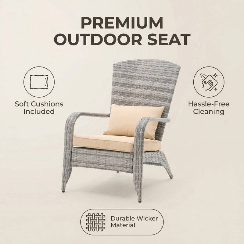 Outdoor Rattan Wicker Accent Chair with All-Weather Cushions