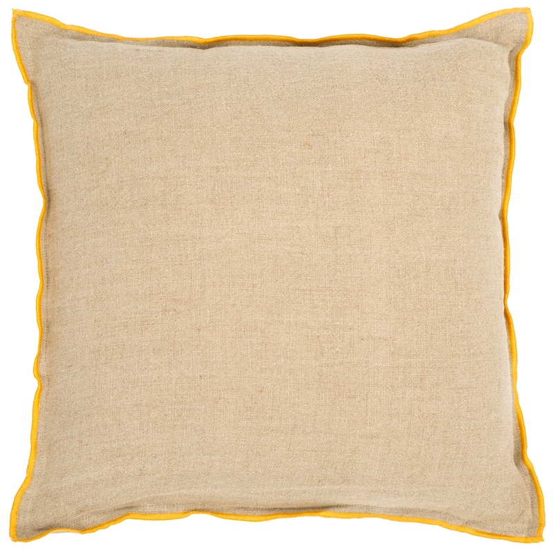 SAFAVIEH Home Amal 20-inch Natural/Mustard Decorative Pillow