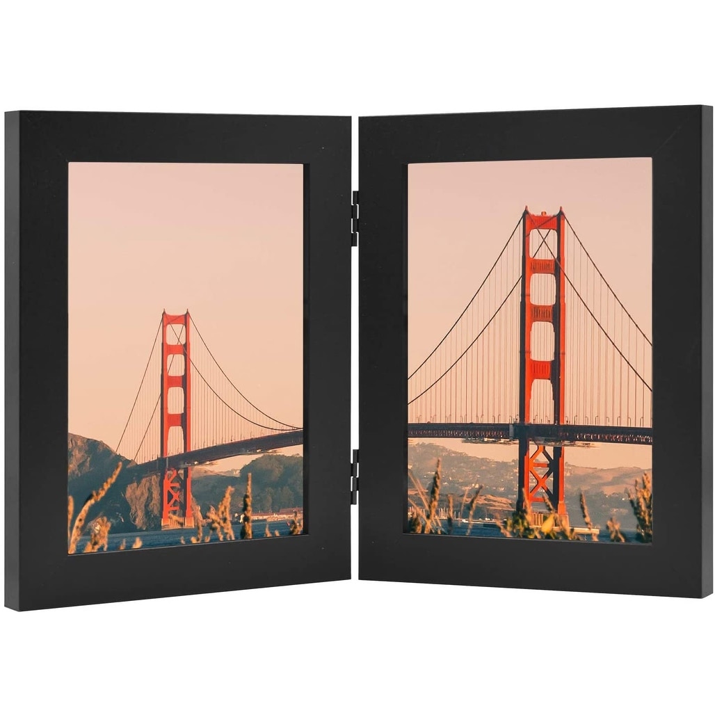 Picture Frame with Glass Front Black 5x7 Double On Sale Bed
