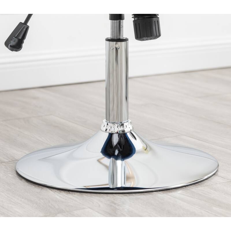 Blue Modern 28.25" Velvet Swivel Button Tufted Accent Chair with Hydraulic Base